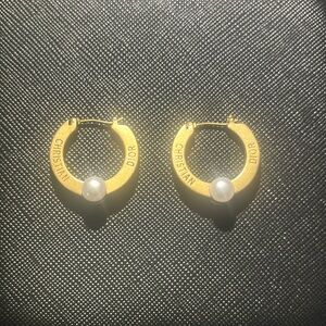 Dior Gold Earrings with Pearl Detail